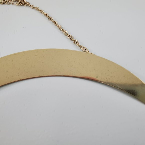 Green Necklace Crescent Statement Chain Gold Tone‎ - Picture 7 of 8